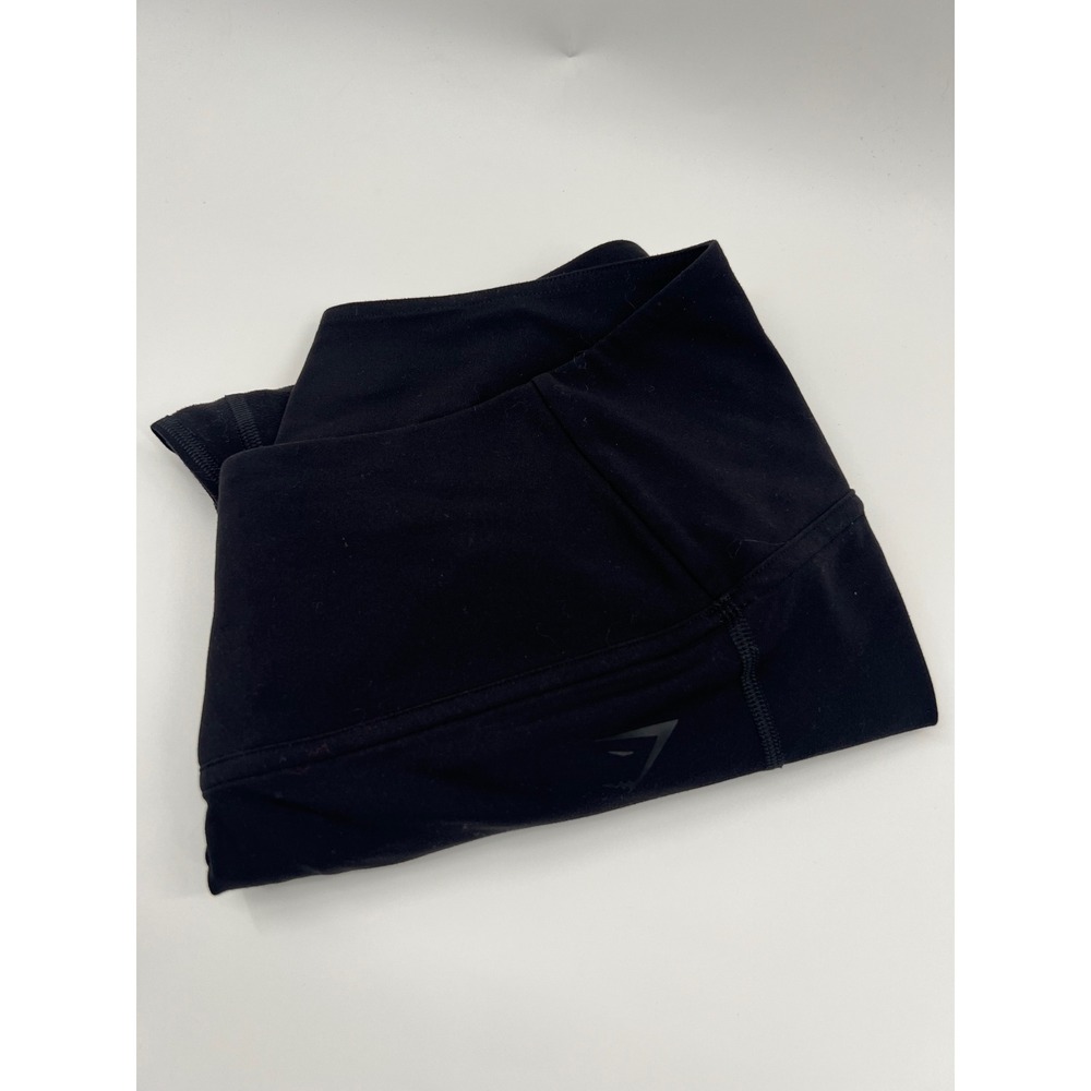 Gymshark Womens Black Crossover High Waisted Tulip Hem Leggings Large B4A8U